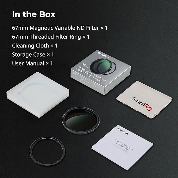 SmallRig 67mm Magnetic Variable ND Filter ND2-ND32 + 67mm Threaded Filter Ring