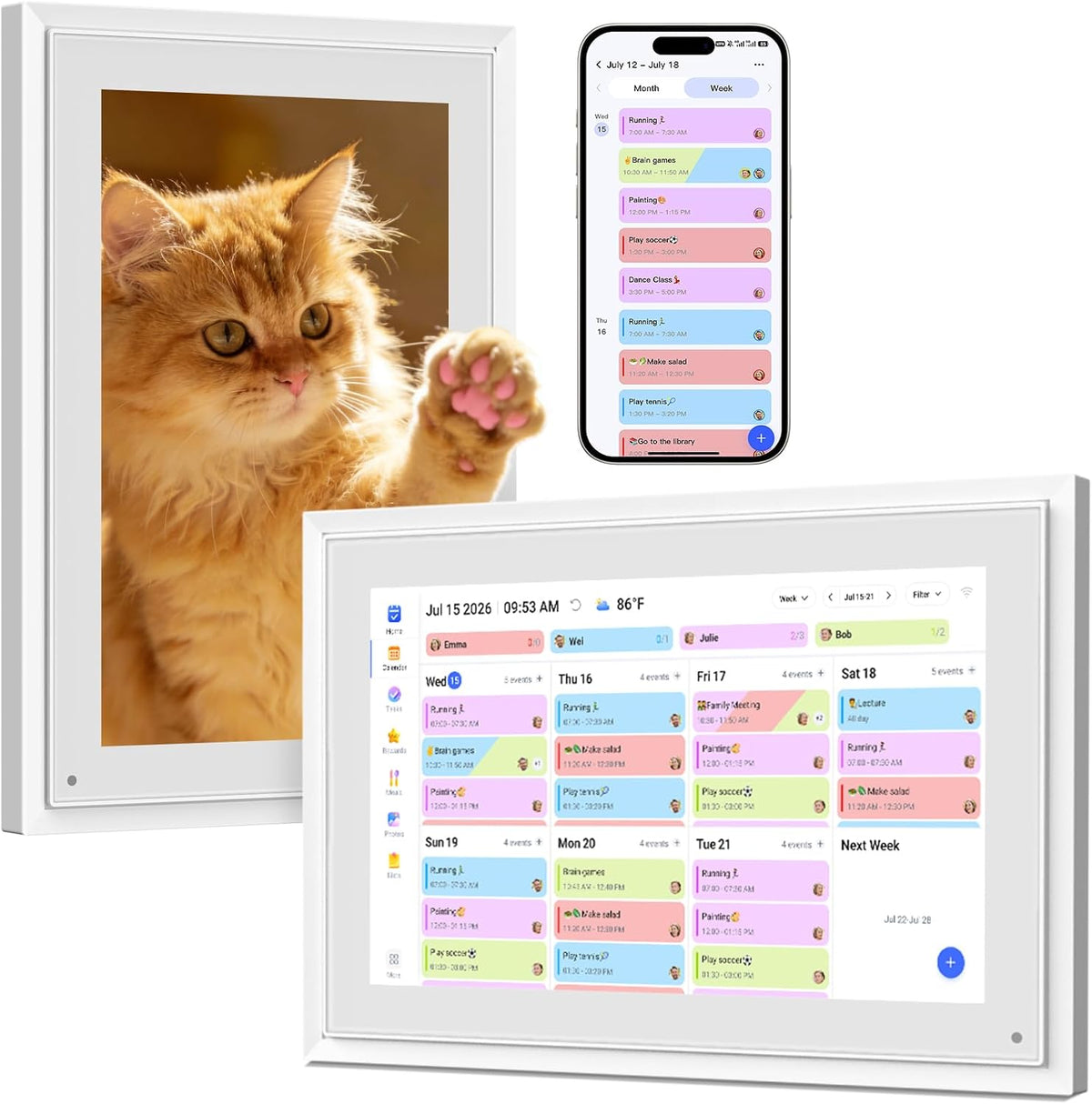 10.1 Inch Digital Calendar+Digital Picture Frame, 2026 Desk Calendar Smart WiFi Planner & Chore Chart, IPS HD Interactive Touchscreen Display Gifts for Women Men, Gifts for Mom Dad