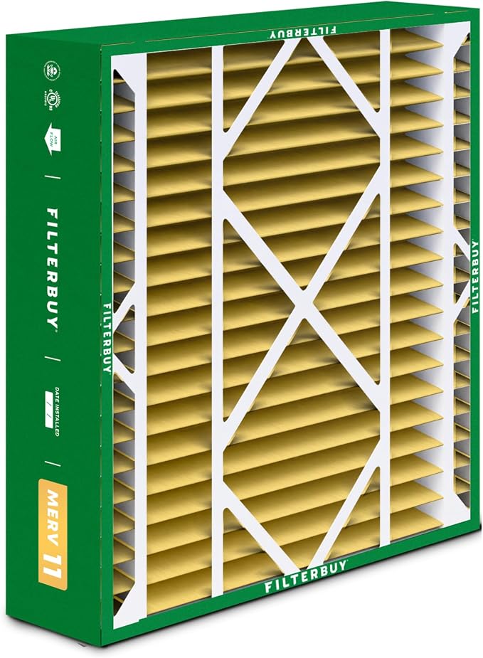 Filterbuy 24x25x5 Air Filter MERV 11 Superior Pet & Allergy Defense,