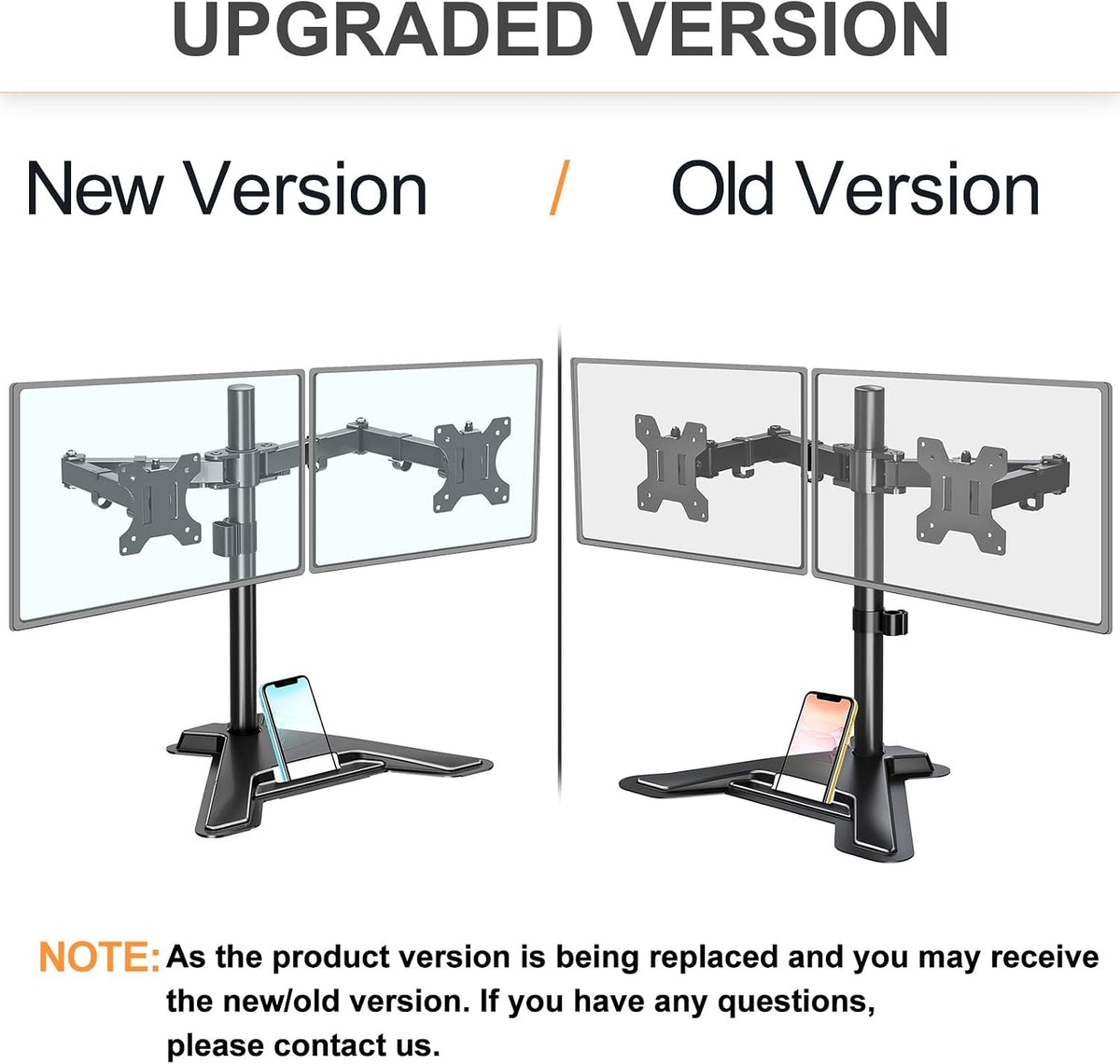 MOUNT PRO Dual Monitor Stand, Free-Standing Full Motion Monitor Desk Mount Fits 2 Screens up to 27 inches,17.6lbs with Height Adjustable, Swivel, Tilt, Rotation, VESA 75x75 100x100, Black