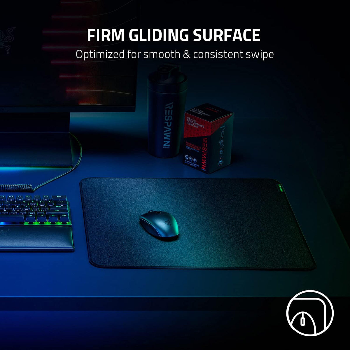 Razer Strider Hybrid Mouse Mat with a Soft Base & Smooth Glide, Black, L