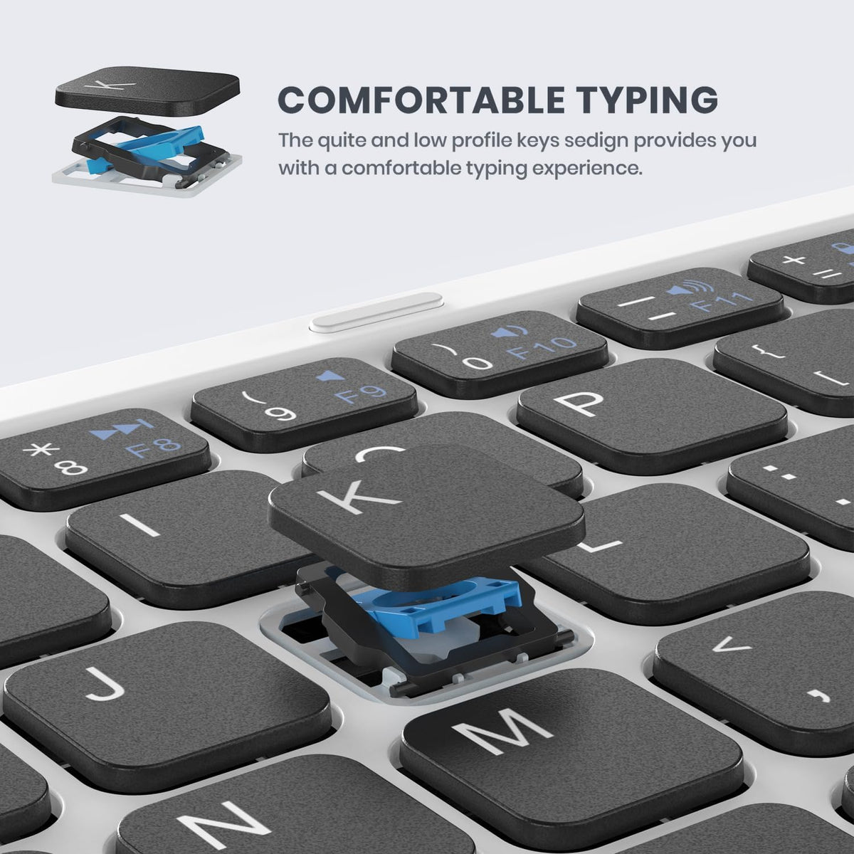 GEODMAER Foldable Bluetooth Keyboard, Portable Full Size Folding Keyboard with Large Touchpad, Numeric Keypad, PU Leather, Wireless TravelKeyboard for Windows iOS Android Mac(Black-White)
