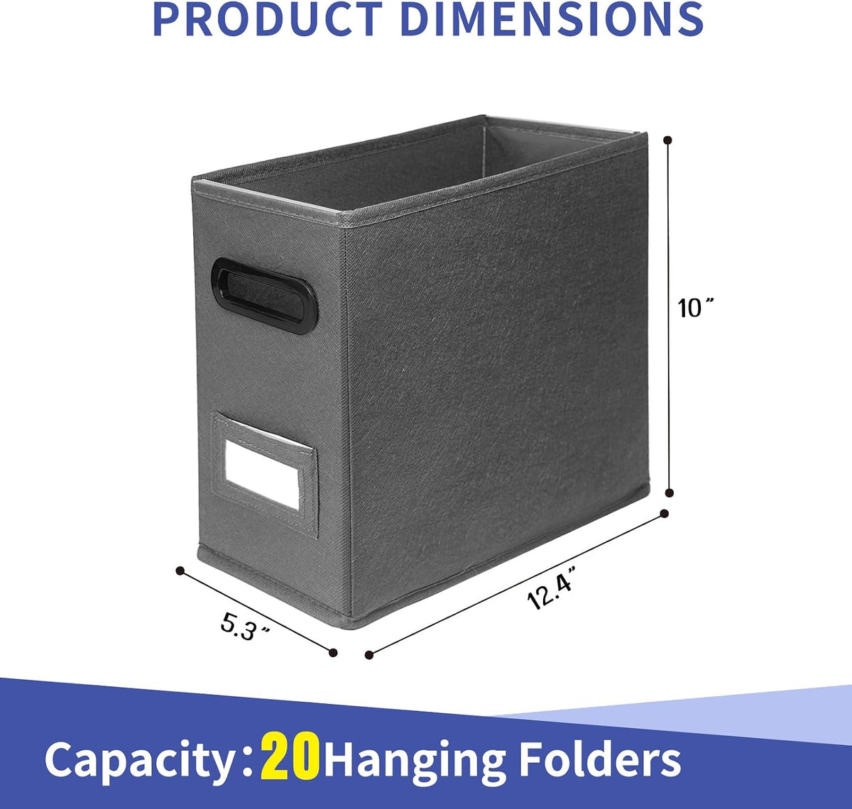 6 Pack Collapsible File Storage Box for Letter Size Documents, Portable File Organizer Box with Plastic Rails and Reinforced Cardboard, Desktop and Home Office Organization, Gray