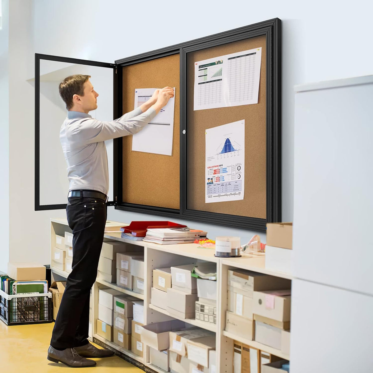 INNOVART Outdoor Enclosed Bulletin Board Weatherproof 60”x36”