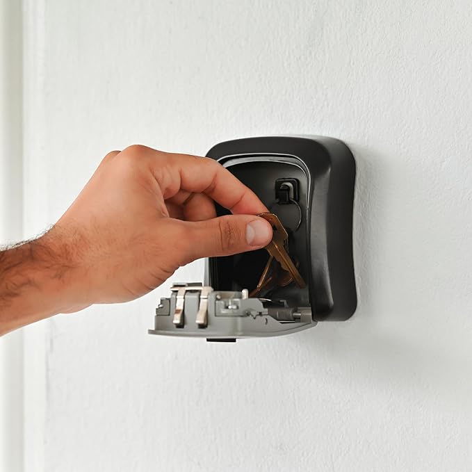 Iron Lock® Key Lock Box Wall Mount – Medium Waterproof Heavy-Duty Metal Safe with 4-Digit Combination for Outdoor Access, Home Entry, Office Security, Rentals & Airbnb Use (Grey, Medium)