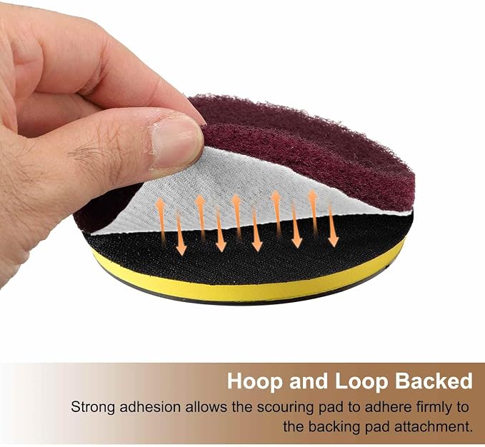 HARFINGTON 24pcs Scrubber Scouring Pads 800 Grits 4 Inch Drill Power Brush Hoop