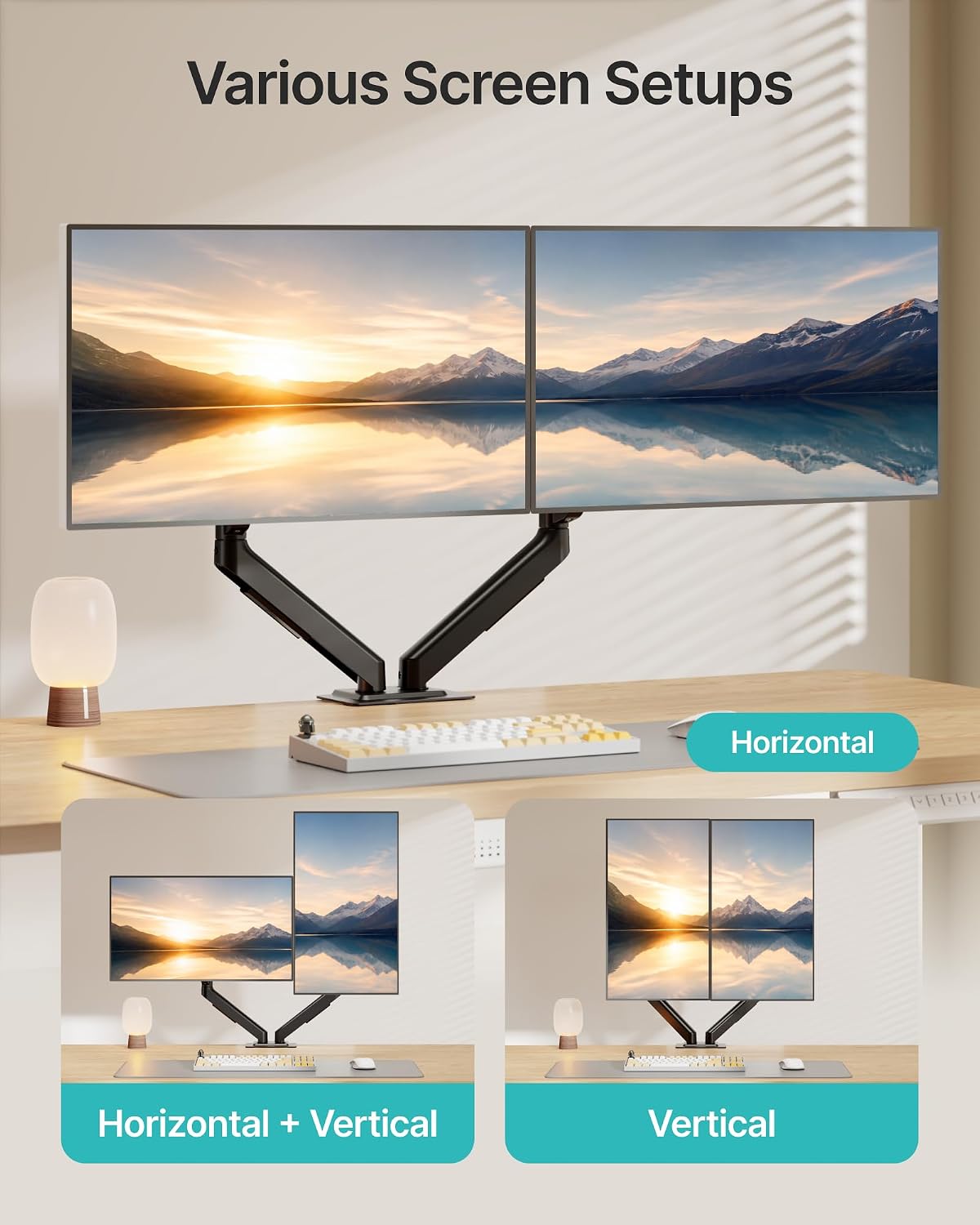 Pegzone Dual Monitor Arm for Up to 32 Inch Screen, Heavy Duty Monitor Mount