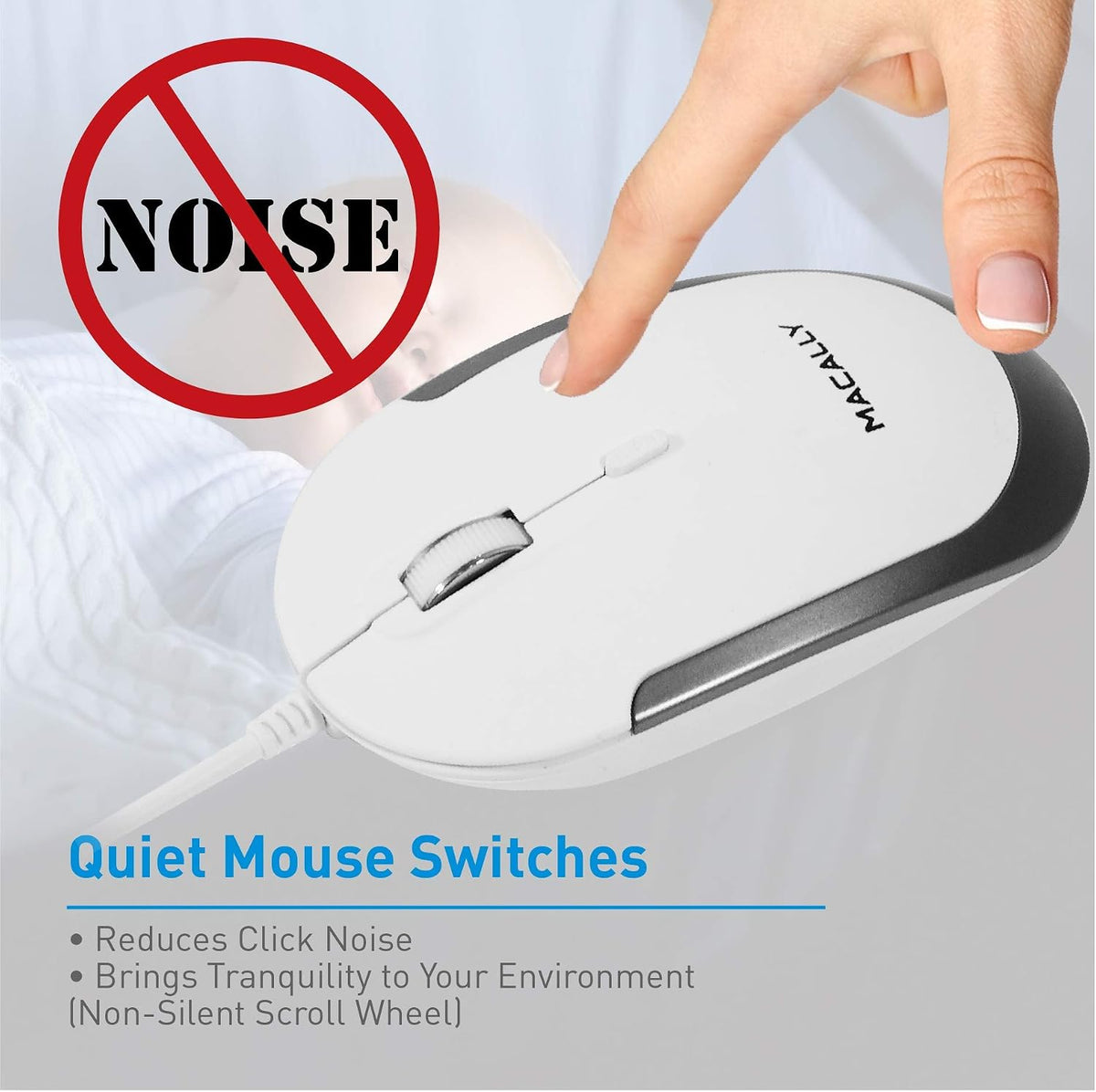 Macally Ultra Slim Wired Keyboard and a Silent Wired Mouse, Simplistic Apple Accessories