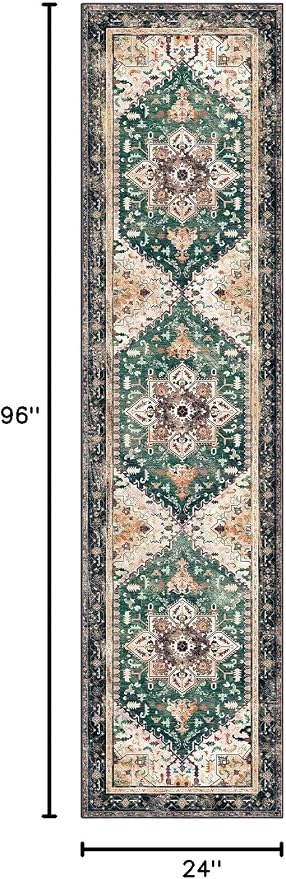 Yamaziot Washable Runner Rug, 2x8 Non-Slip Boho Vintage Hallway Rug Runner