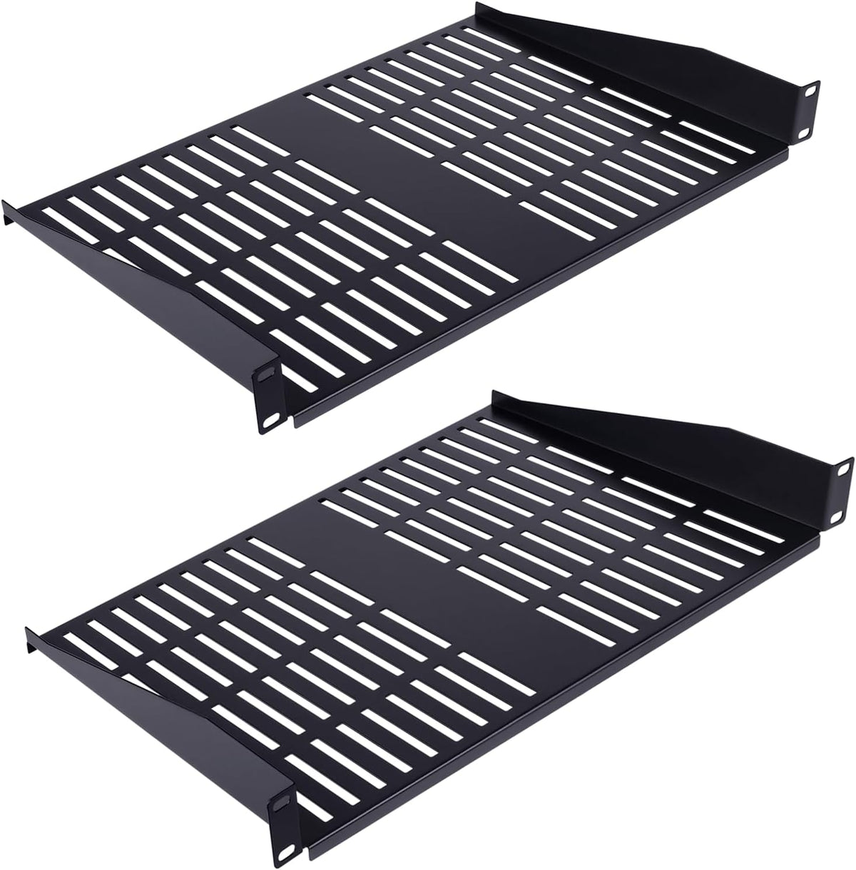 2PCS 1U Server Rack Shelf, Suitable for 19" Network Equipment Racks and Cabinets, Ventilated Cantilever Tray, Depth of 12 inches, Well-Ventilated (12")