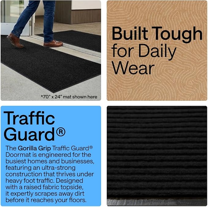 GORILLA GRIP Waterproof Traffic Guard Door Mat, Heavy Duty Entryway Mats