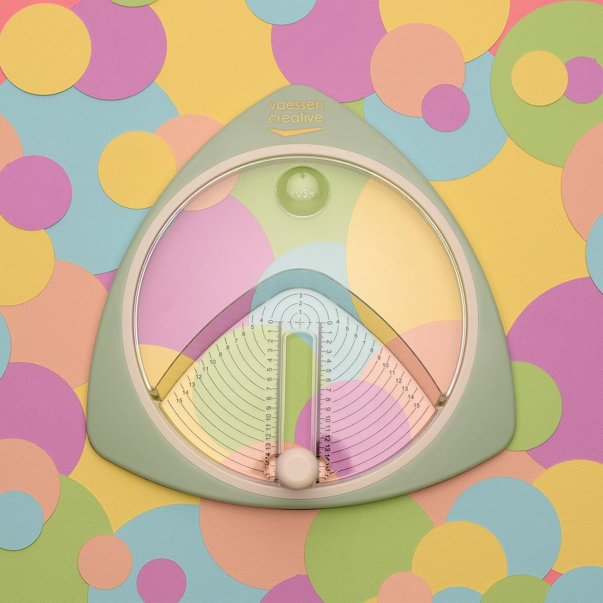 Vaessen Creative Circle Cutter, Paper, Cardstock, Photos, Foam Rubber, Cardboard, 2.5 15 cm, Mint Green