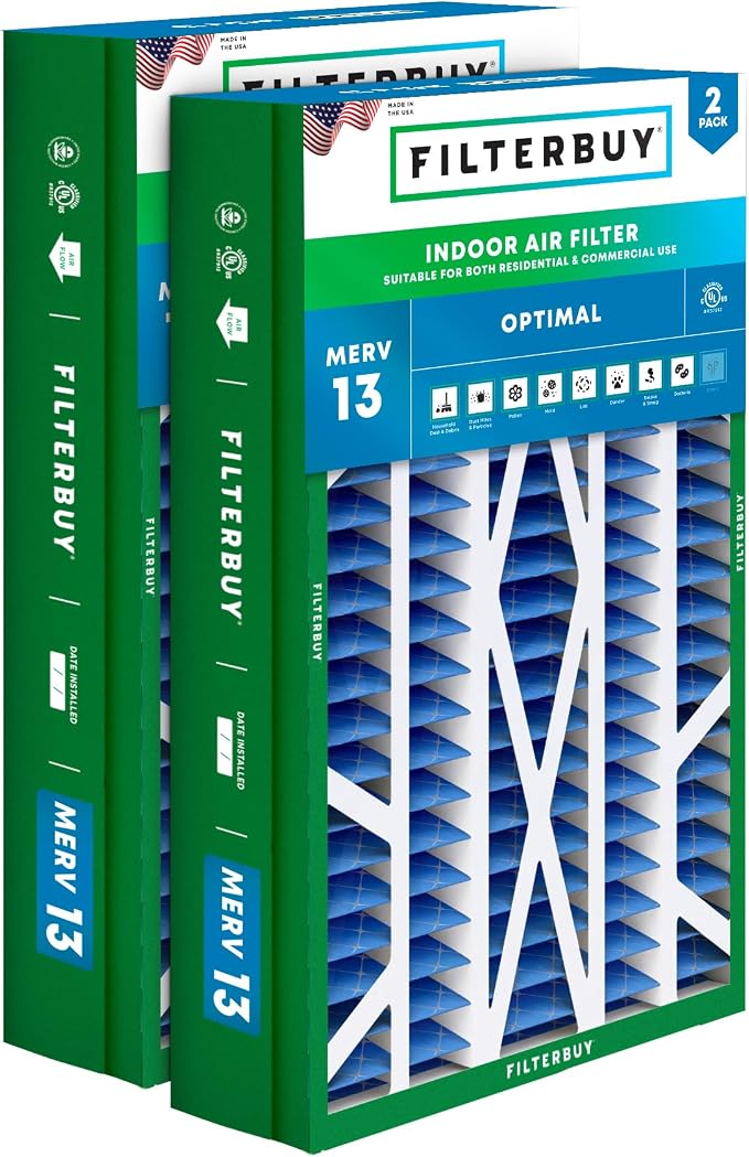 Filterbuy 14.5x27x5 Air Filter MERV 13 Optimal Smoke & Allergy Defense