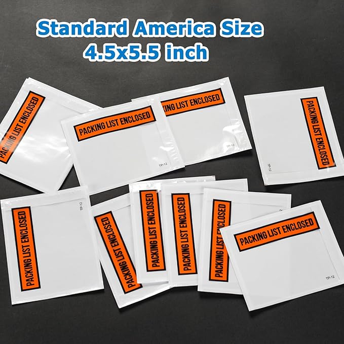 1000pcs 4.5”x5.5” Packing List Envelopes Self-seal Packing Slip Envelope Pouches Shipping Label Sleeves Top Loading Packing List Enclosed Bags.