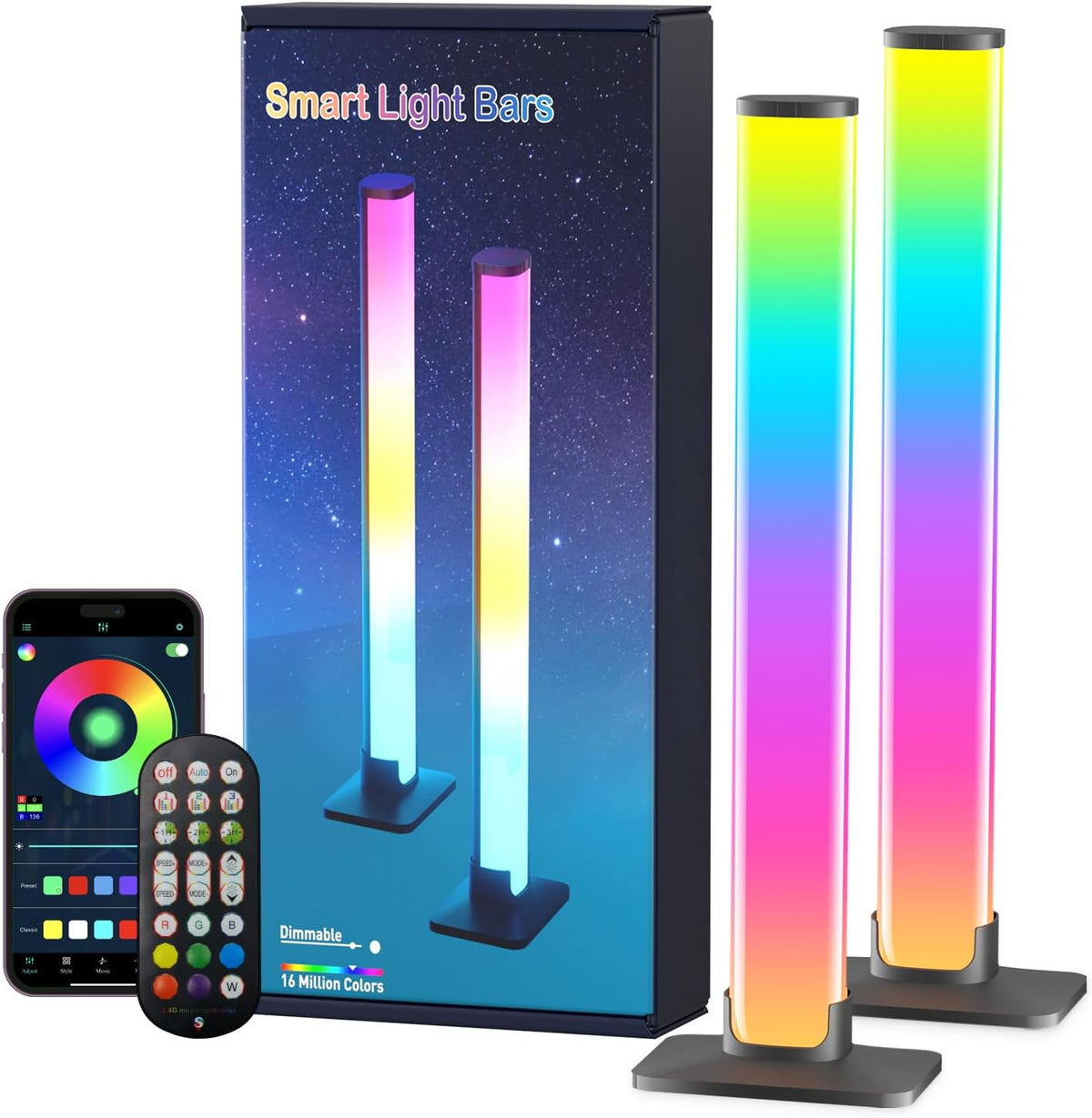RGB Light Bar, Smart LED 3 Controls Music Sync 213 Modes USB for Room