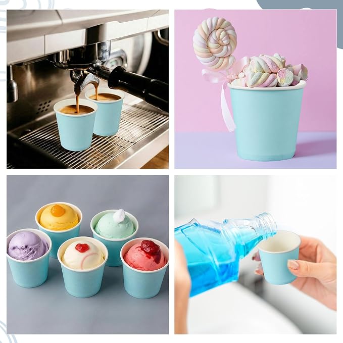 100 Pack 1oz Mini Coffee Cups Disposable Paper Cups Hot or Cold Beverage Cup