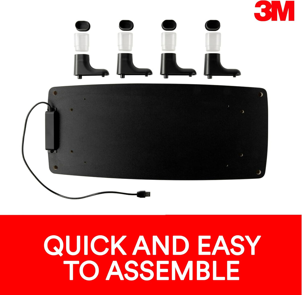 3M Monitor Computer Stand, 21.6 in x 9.4 in, 4 Port USB Hub