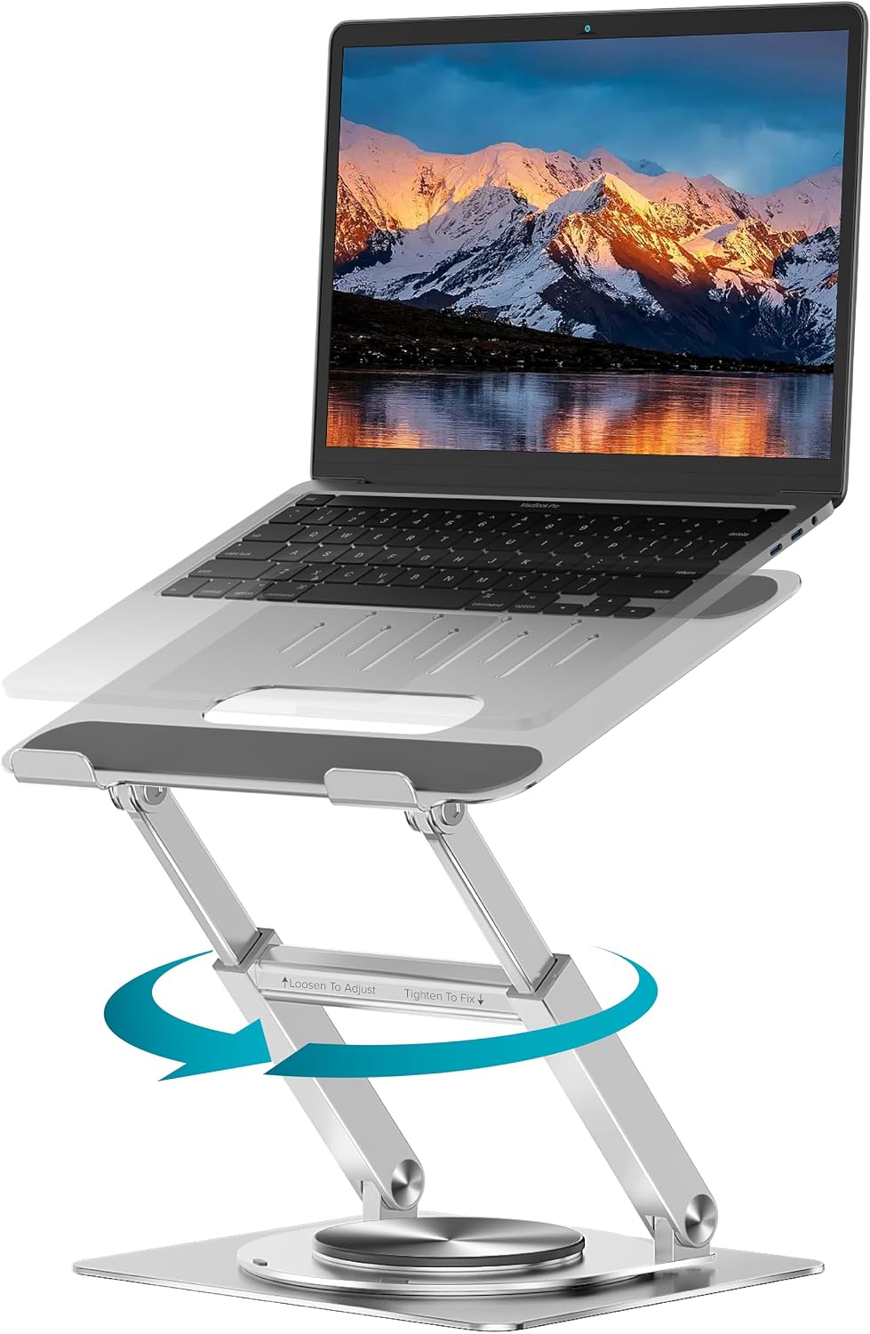 Lifelong 360 Rotating Adjustable Laptop Stand, 16" Tall Riser - Silver