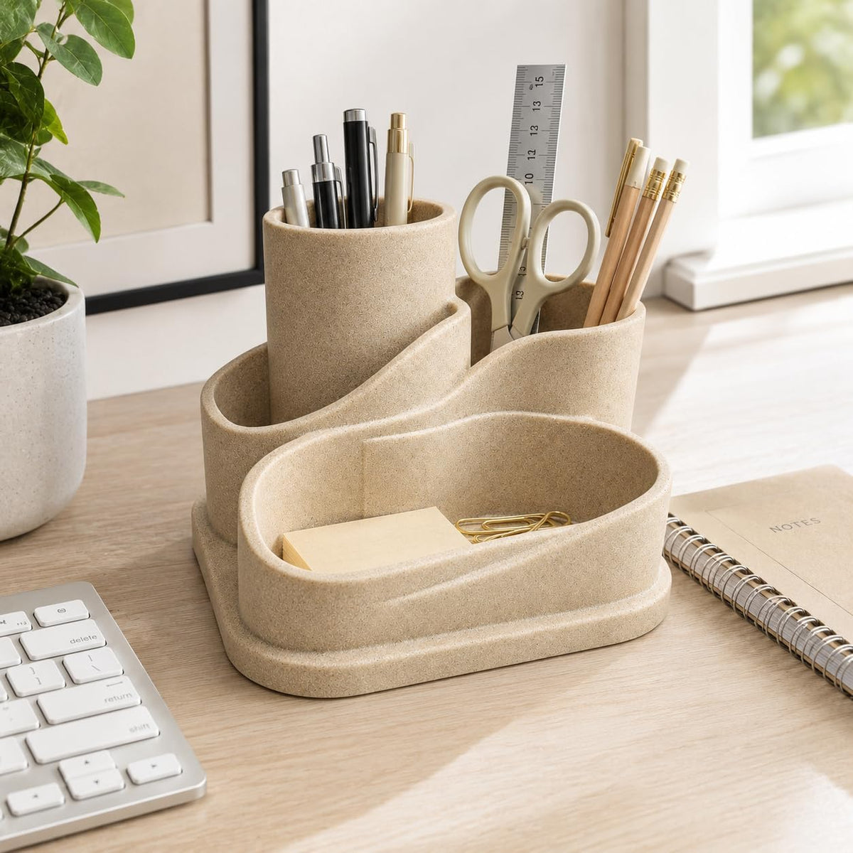 Aesthetic Desk Organizer, Cute Pencil Holder, Boho Office Caddy for Desk