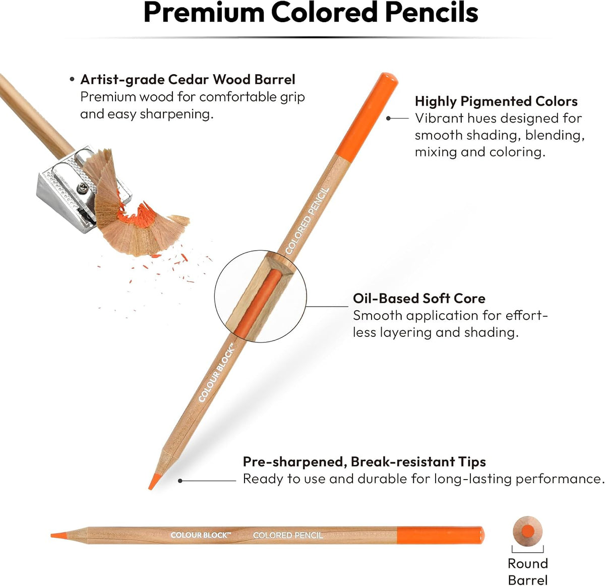 COLOUR BLOCK 40-Piece Drawing Travel Art Set – Portable Sketch and Drawing Art Kit with 16 Colored Pencils, 12 Soft Pastels, 2 Sketching Pencils, 6 Tools, Pad, Zip Case for Beginners, Artists, Adults