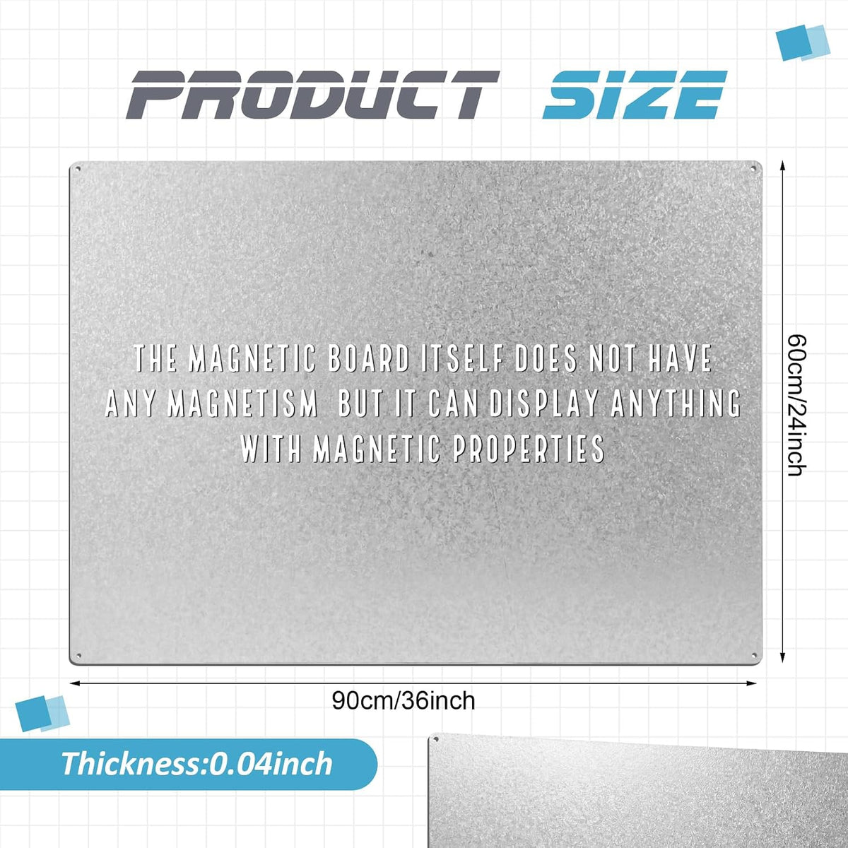 Ireer Magnetic Board Steel, Display Magnetic, Silver, 24 x 36 Inch