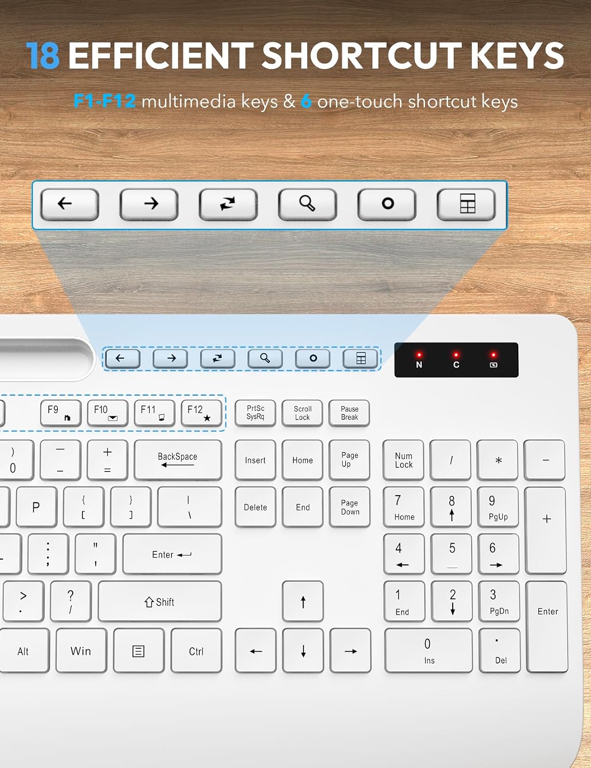 SABLUTE Wireless Keyboard and Mouse Combo, Full Size, Ergonomic Wrist Rest