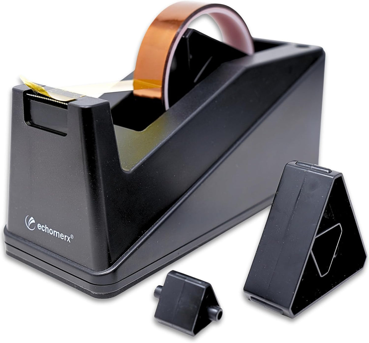 Echomerx Desk Tape Dispenser, One-Handed, Weighted Non-Slip, 1" & 3" Cores