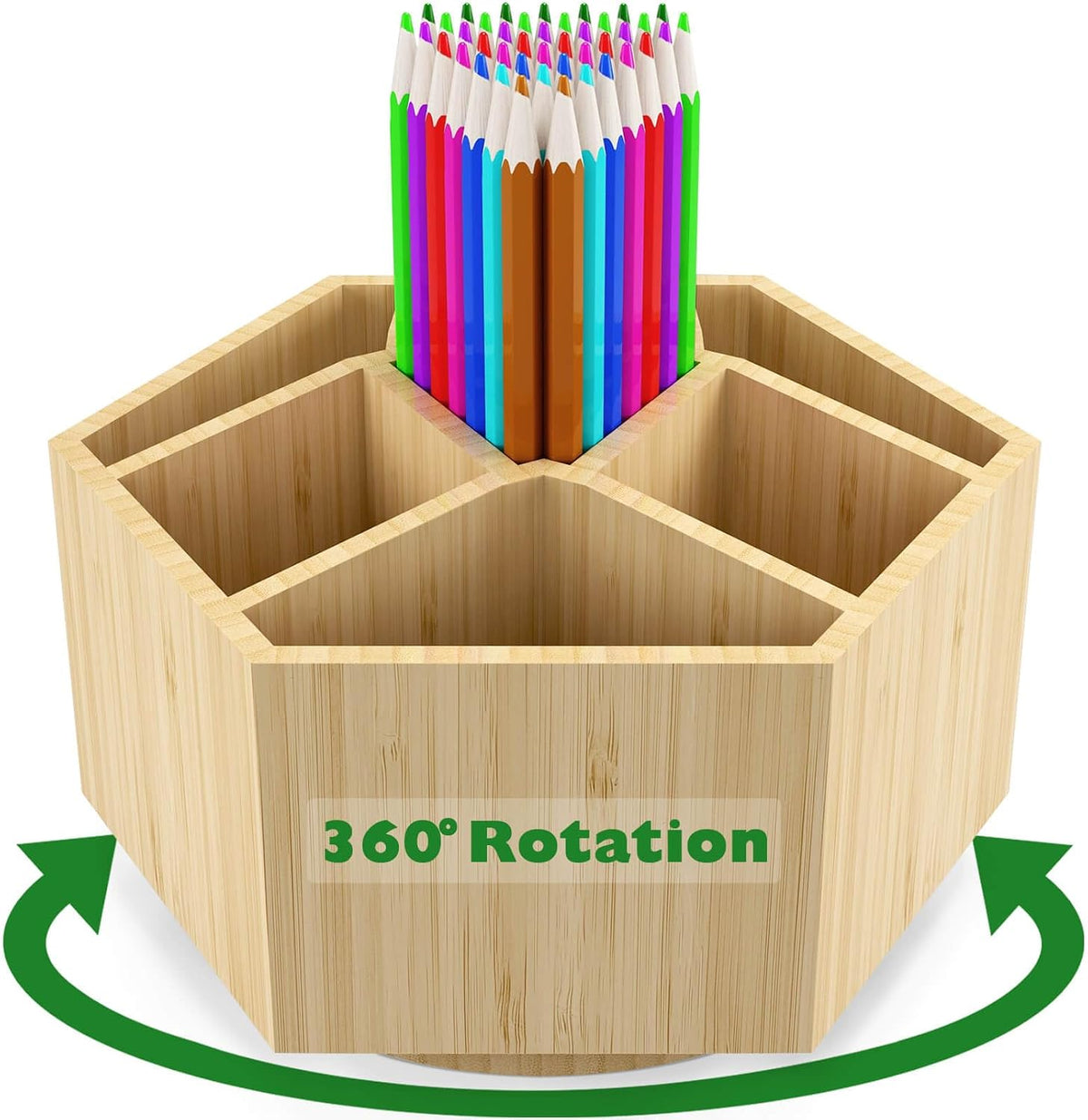 Bamboo Art Supply Organizer,Rotating Pencil Holder Back to School Supplies