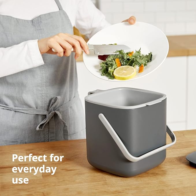 Blue Ginkgo Kitchen Compost Bin – Filter-Free, Odor-Tight Countertop Food Waste