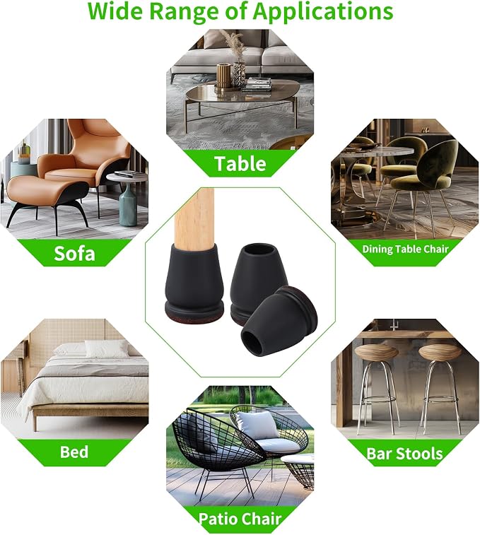 16PCS Extra Small Chair Leg Floor Protectors, Chair Leg Protector