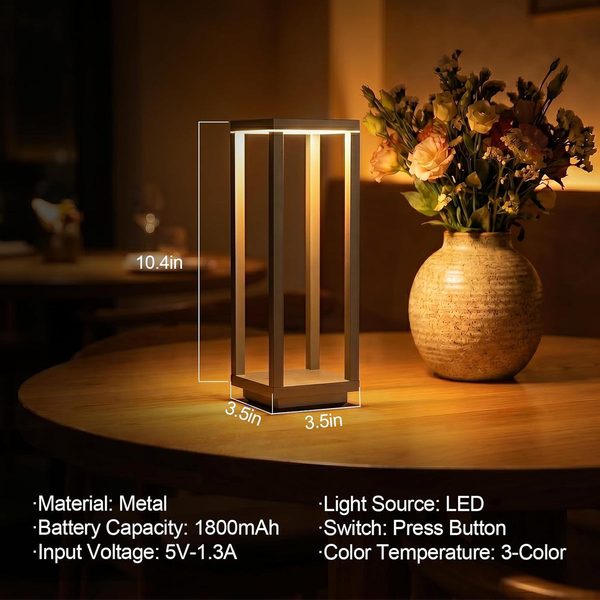 Dawnrise 2PK Rechargeable Cordless Table Lamp with 3 Color Dimmable