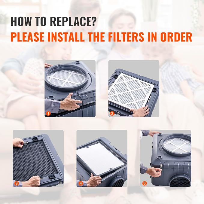 VEVOR Active Carbon Filters, 3 Pack, 15.7'' x 15.7'' Air Filter Replacement