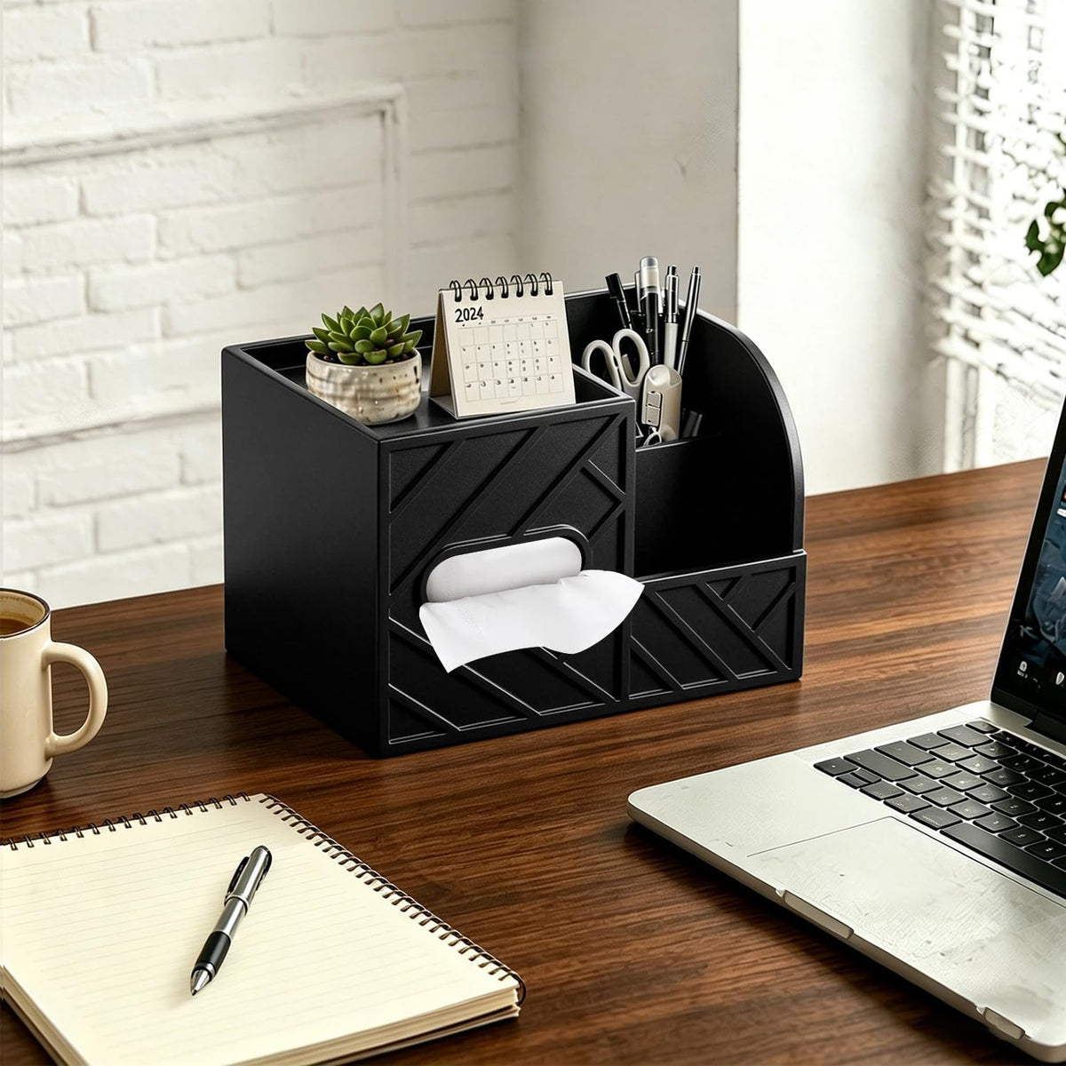 Aesthetic Tissue Box Cover,Remote Control Tissue Holder with Storage Tray