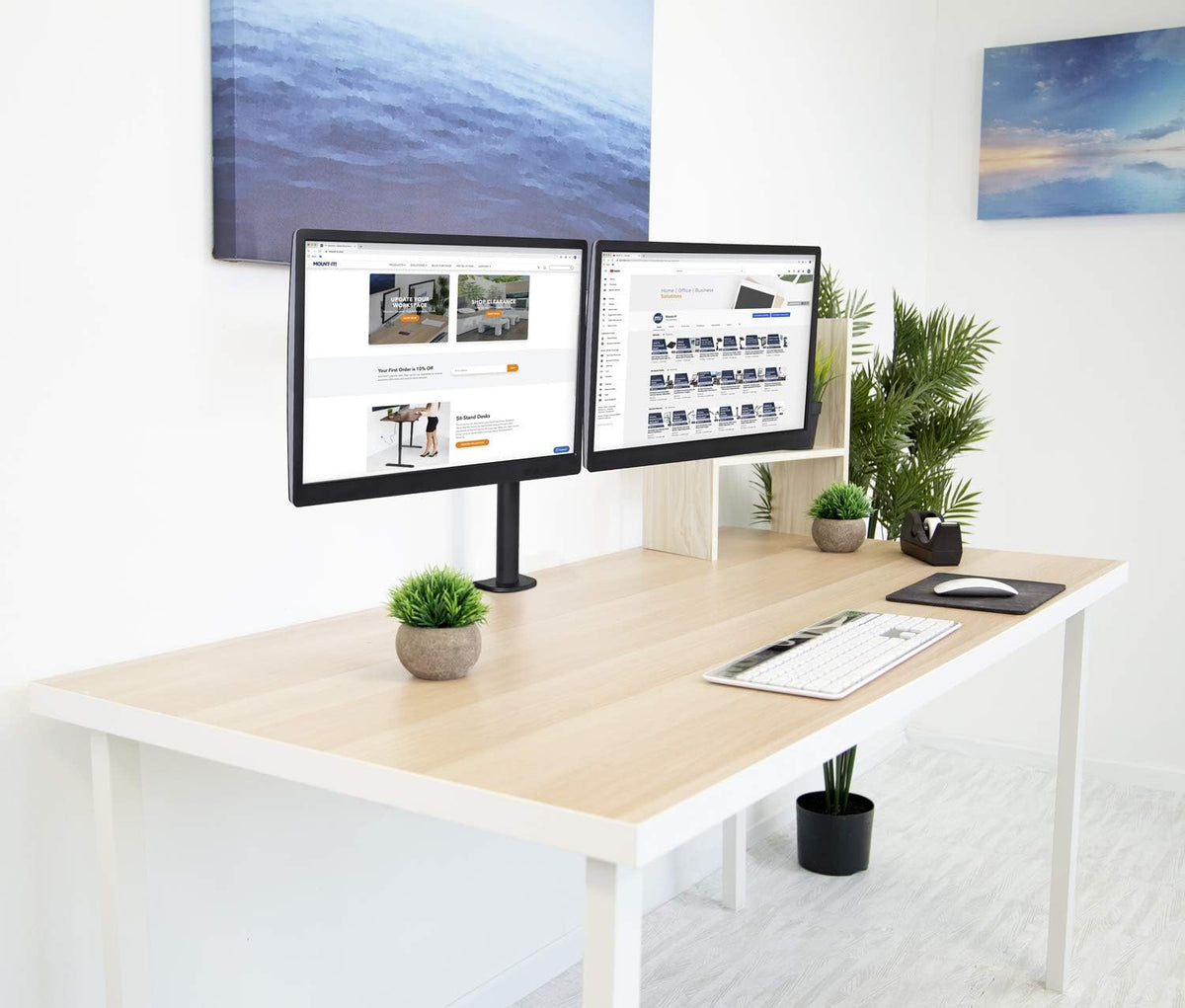 Mount-It! Dual Monitor Desk Stand, 19-32" Screens