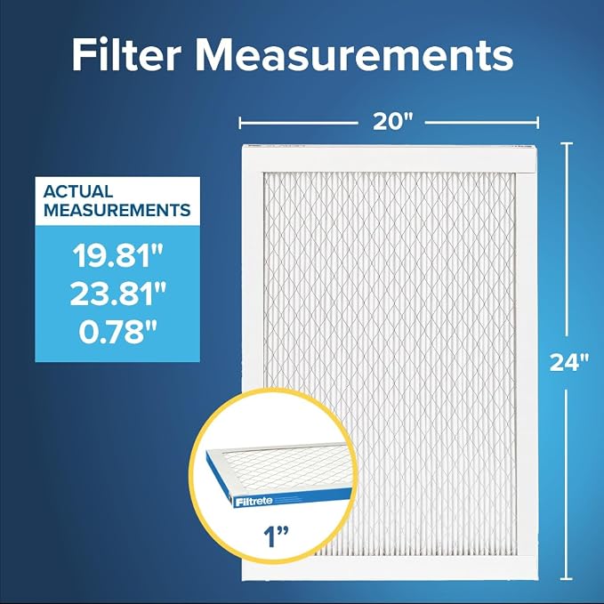Filtrete 24x24x1 AC Furnace Air Filter, MERV 13, MPR 1900, Premium Allergen