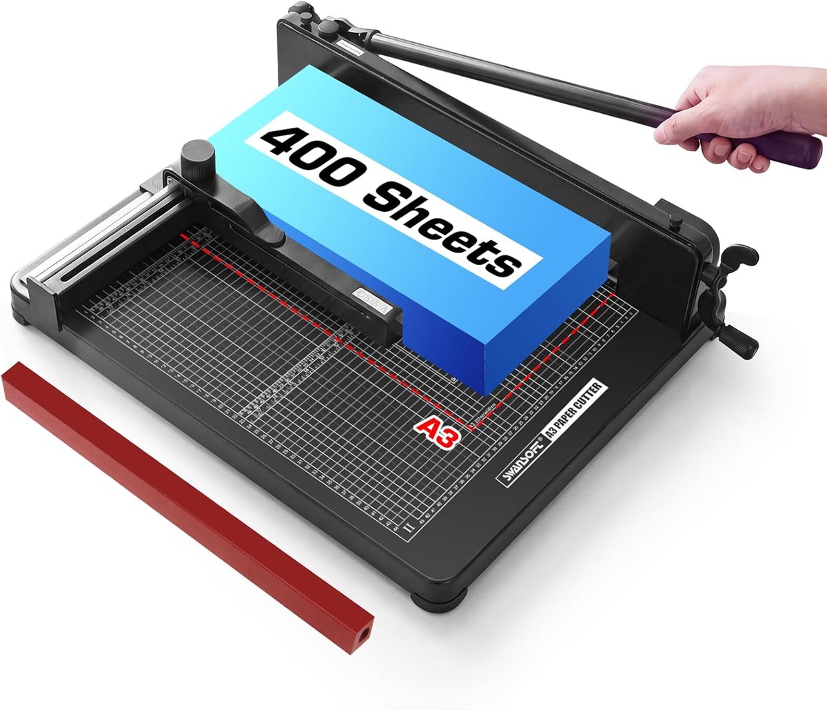 17" Heavy Duty Guillotine Paper Cutter A3 Industrial Stack Trimmer (Black)