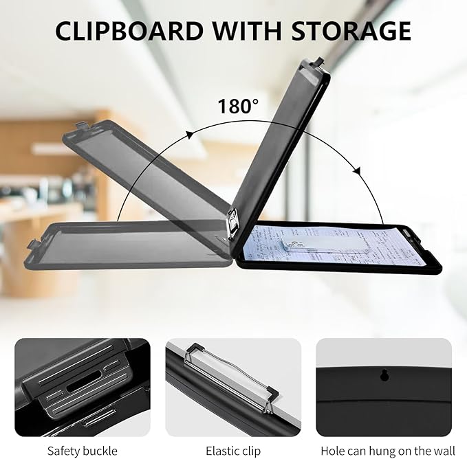 A4 Clipboards,Heavy Duty Waterproof Nursing Plastic Folder Clipboard with Storage Clip Boards,File Folder Storage Box Clipboard Case for Teacher,Doctor,Offices,Elephant Sunflower
