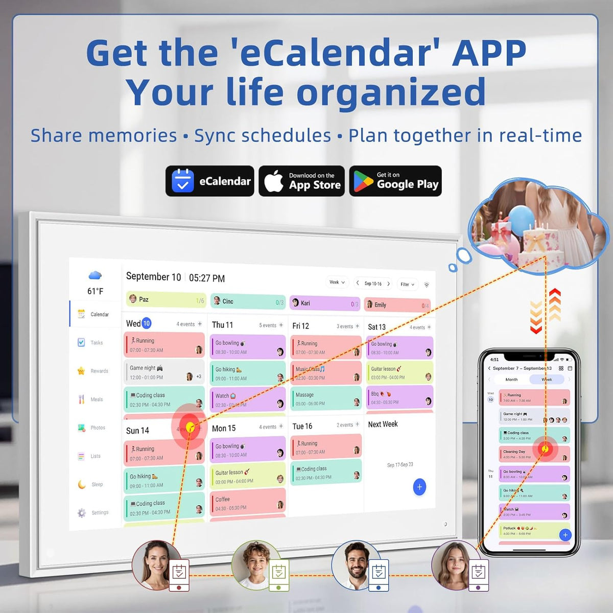 21.5" Digital Wall Calendar with Chore Chart & Planner
