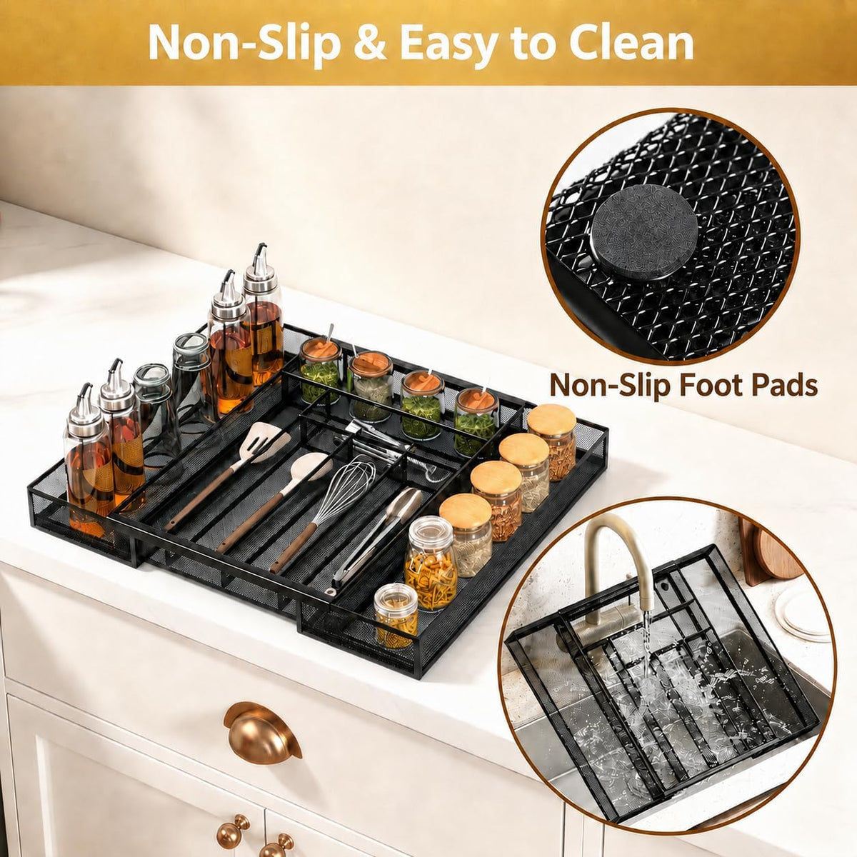 Sedegn Silverware Organizer Metal Mesh, Large Drawer Organizer