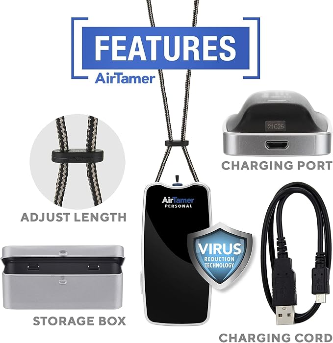 AirTamer A310 Rechargeable Personal Air Purifier, Proven Performance, Virus and