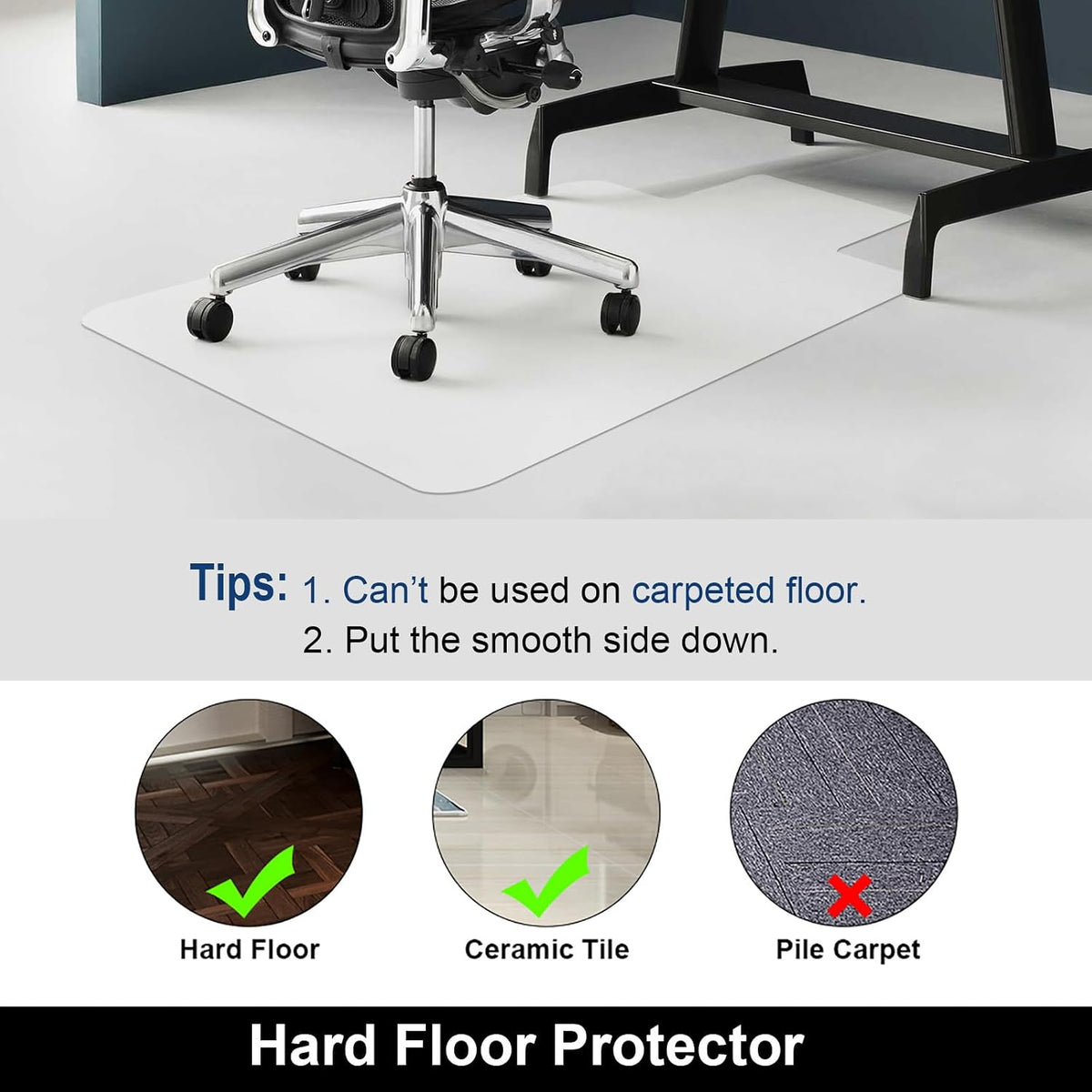 AiBOB Office Chair Mat for Hardwood Floor, 36" x 48" Clear Floor Protector