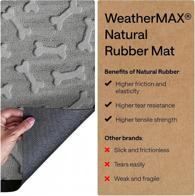 GORILLA GRIP 100% Waterproof All-Season WeatherMAX Doormat 35x23, US Designed