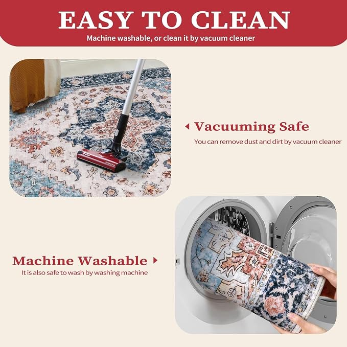 SERISSA 2x4 Boho Rugs for Entryway, Washable Non-Slip Kitchen Runner Rug