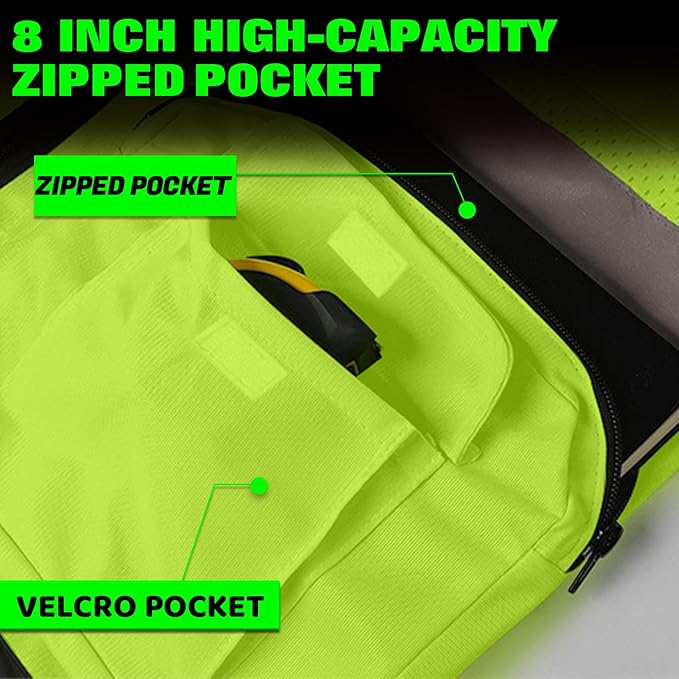 BeautyWill Custom Logo 10 Pack Safety Vest Mesh High Visibility Reflective Vest Customized Logo Utility Zipped Pockets Construction Workwear （Yellow,L）