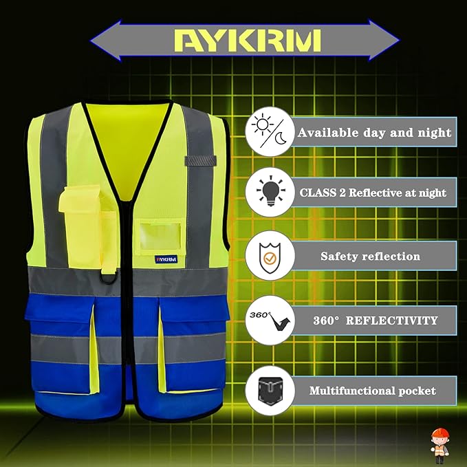 A-SAFETY High Visibility Reflective Safety Vest Customize Logo (XS-8XL)