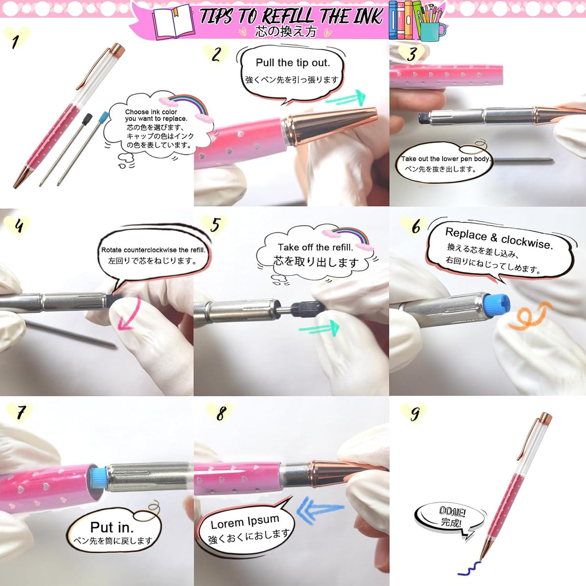 FUNSHOWCASE Floating Liquid Sand Ballpoint Pens Set 40-Kit
