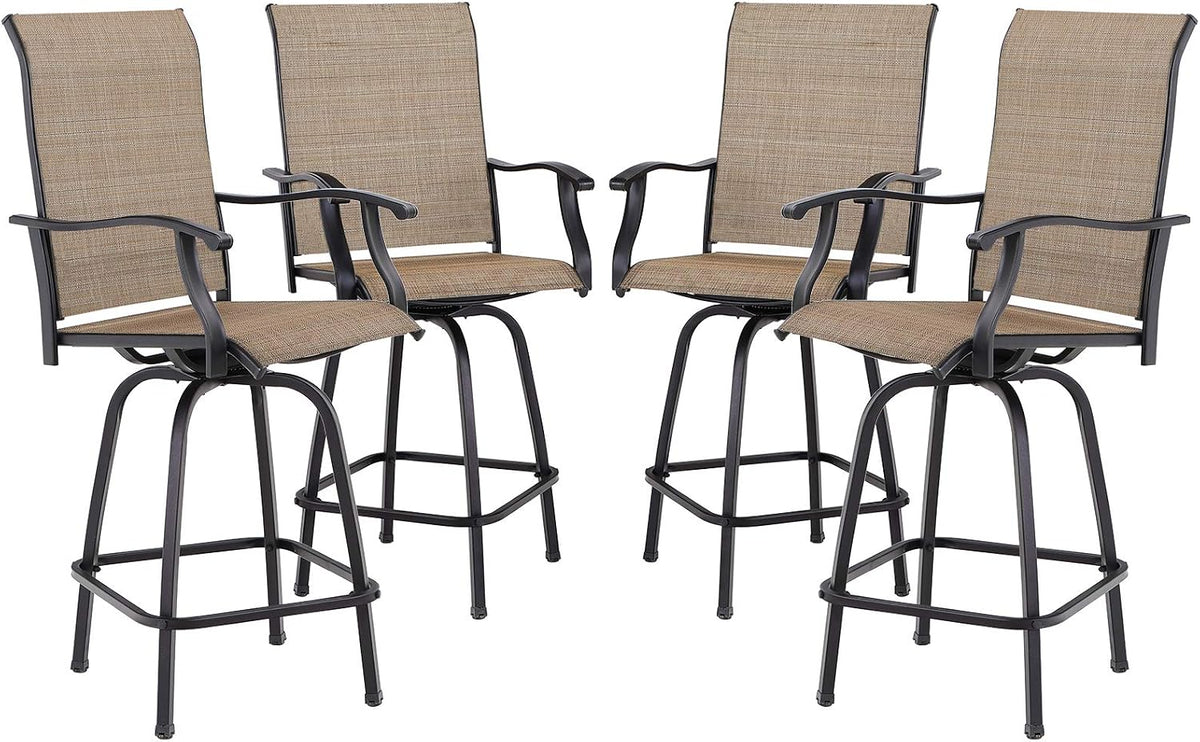 Sophia & William Swivel Outdoor Bar Stools Set of 4, Brown, 30 Inches