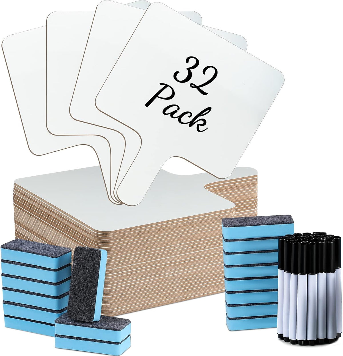 Jutom 64 Pcs / 32 Pack Small 2-Sided Dry Erase Boards, Square