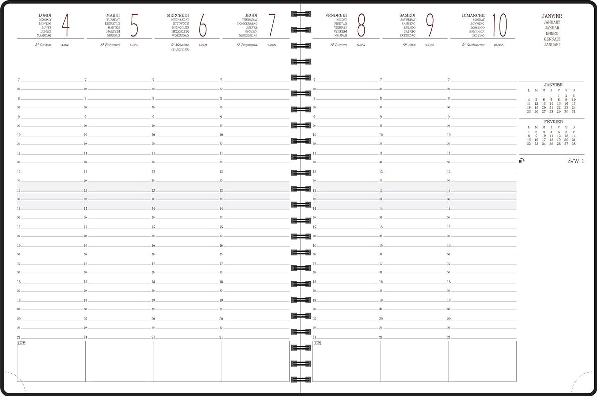 Exacompta Eurotime 27222E Weekly Calendar 27 W Spiral Bound Forever – 21 x 27 cm – January to December 2021 – Random Colour