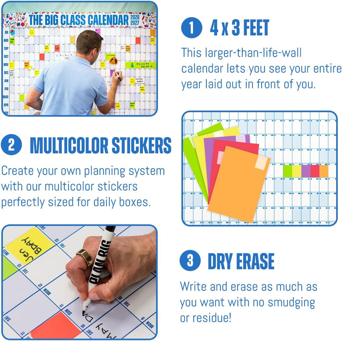 Big A## Calendar - Big Class Dry Erase Wall Calendar July 2026 - June 2027